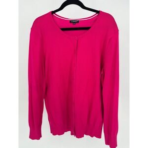 A Jesdani Women's 2X Pink Long Sleeve Button Front Cardigan Sweater‎